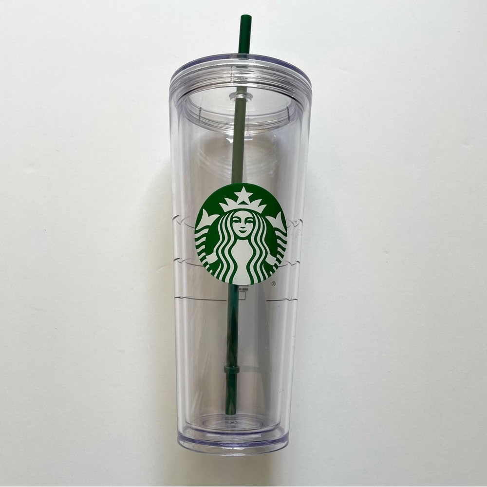 Starbucks Venti Clear Acrylic Cold Cup
Tumbler with Green Straw